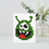 Carte Postale Monstre Vert - Pixel Art (Debout devant)