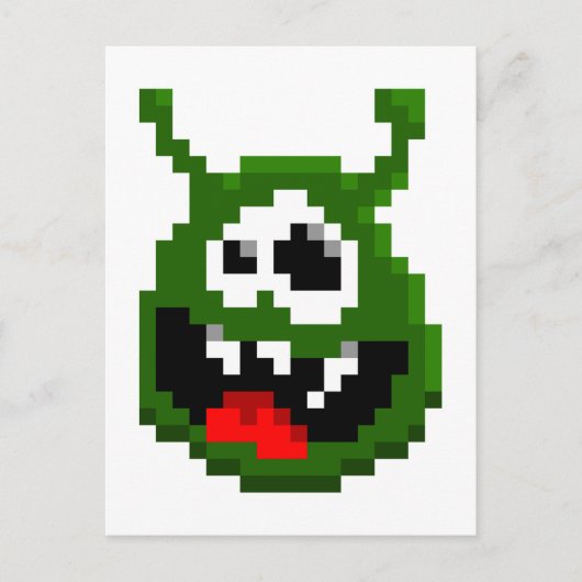 Carte Postale Monstre Vert - Pixel Art (Devant)