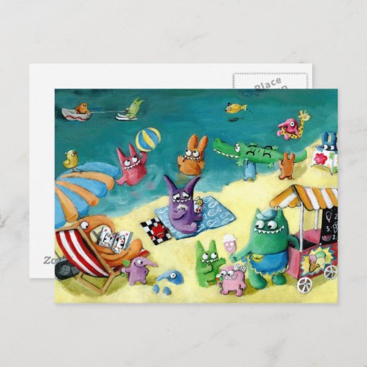 Carte Postale Monstres sur la plage (Devant / Derrière)
