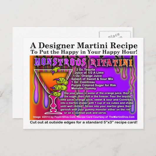 Carte postale Monstrous Rita Halloween Martini Rec (Devant / Derrière)