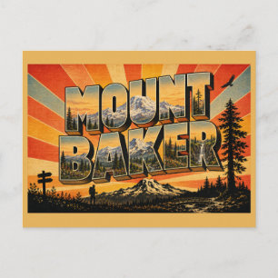 Carte Postale Mont Baker WA Volcan Art Ancien Croissance