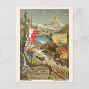 Carte Postale Mont Cervin Matterhorn Poster vintage 1895