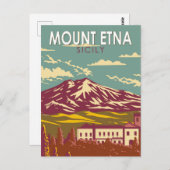 Carte Postale Mont Etna Sicile Voyage Art Vintage (Devant / Derrière)