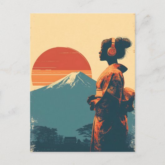 Carte Postale Mont Fuji vintage (Devant)
