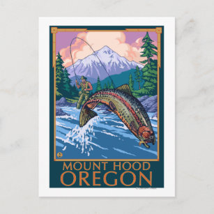 Carte Postale Mont Hood, OregonScène de pêcheurs