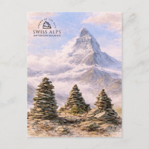 Carte Postale Mont Matterhorn, Alpes suisses Aquarelle