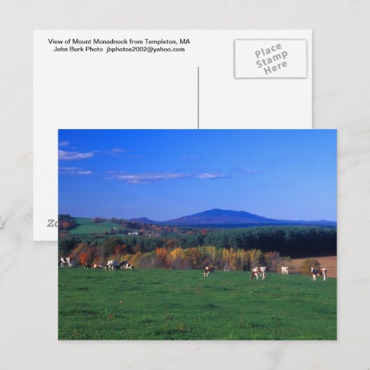 Carte Postale Mont Monadnock de Templeton MA (Devant / Derrière)