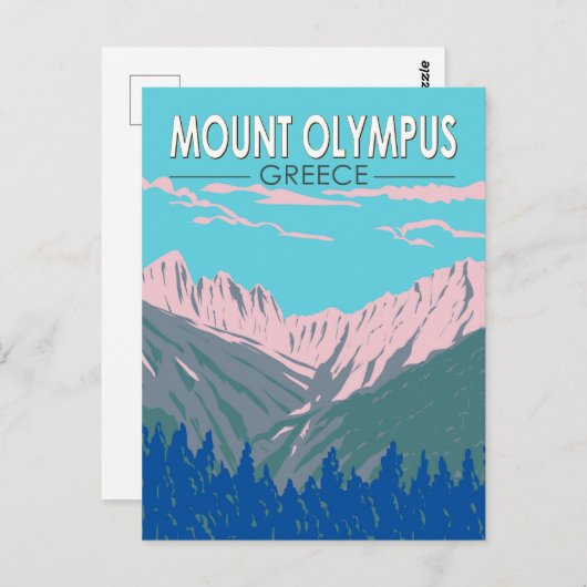 Carte Postale Mont Olympe Grèce Voyage Art Rétro (Devant / Derrière)