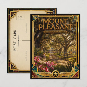 Carte Postale Mont Pleasant Caroline du Sud Gol Art Déco Vintage