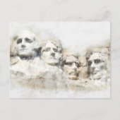 Carte Postale Mont Rushmore, œuvre d'art aquarelle présidentiell (Devant)