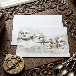 Carte Postale Mont Rushmore, œuvre d'art aquarelle présidentiell
