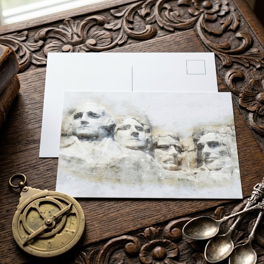 Carte Postale Mont Rushmore, œuvre d'art aquarelle présidentiell