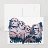Carte Postale Mont Rushmore USA Voyage Aquarelle (Devant / Derrière)