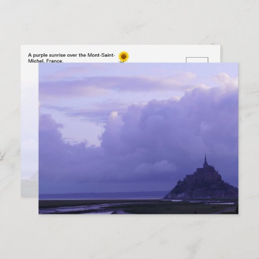 Carte Postale Mont-Saint-Michel Levée de soleil violet, France - (Devant / Derrière)