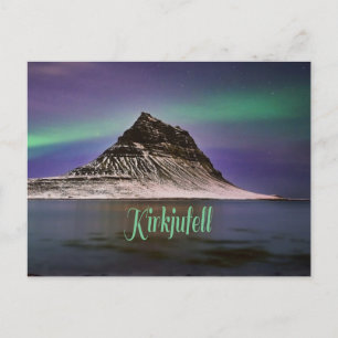 Carte Postale Montagne de Kirkjufell en Islande Lumières du Nord