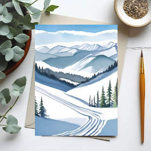 Carte Postale Montagne de ski aquarelle