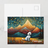 Carte Postale Montagne forestière de caniche mignon Je vous manq (Devant / Derrière)