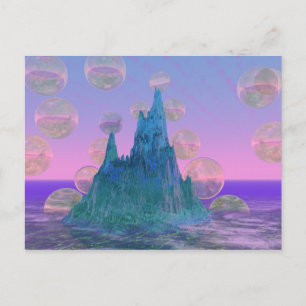 Carte Postale Montagne poétique, Abstraite magie Turquoise rose