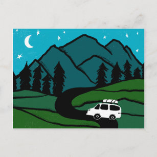 Carte Postale Montagnes Campervan Vanlife RV Moon