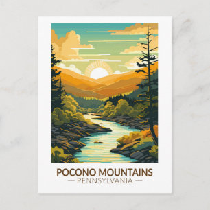 Carte Postale Montagnes de Pocono Pennsylvanie Voyage Art Rétro