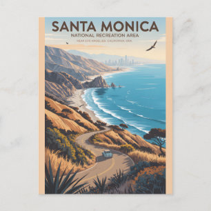 Carte Postale Montagnes de Santa Monica   Affiche de voyage vint