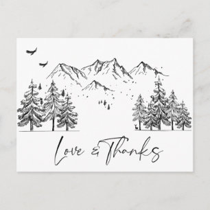 Carte Postale Montagnes dessinées à la main Forêt Merci