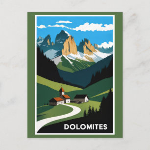 Carte Postale Montagnes Dolomites vintages Italie Paysage