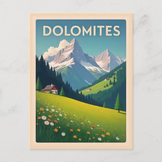 Carte Postale Montagnes Dolomites vintages Italie Paysage (Devant)