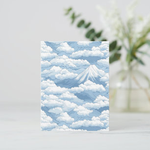 Carte Postale Montagnes enneigées calmes Aquarelle Harmonie bleu