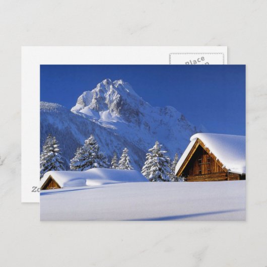 Carte Postale Montagnes Neige d'hiver (Devant / Derrière)