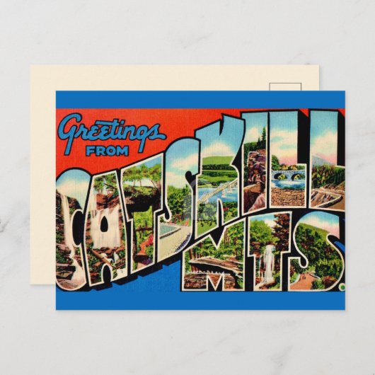 Carte Postale Montagnes rétro Catskill (Devant / Derrière)