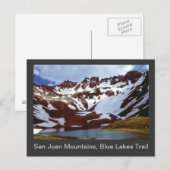 Carte Postale Montagnes San Juan, sentier Blue Lakes (Devant / Derrière)