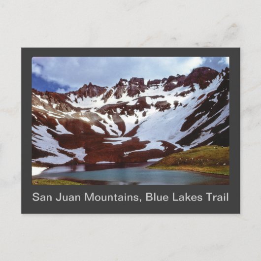 Carte Postale Montagnes San Juan, sentier Blue Lakes (Devant)