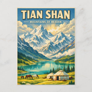 Carte Postale Montagnes Tian Shan, Chine, dans un classique rétr