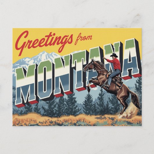 Carte Postale Montana Cowboy Horse (Devant)