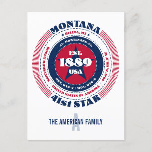 Carte Postale Montana, Helena, MT, Patriotique, Monogramme