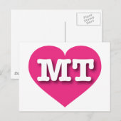 Carte Postale Montana Hot Pink Heart - J'aime MT (Devant / Derrière)