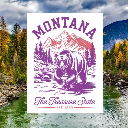 Carte Postale Montana L'État Trésor Est. Ours 1889