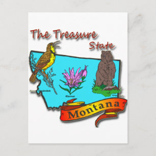 Carte Postale Montana Treasure State Bear Lark Flower