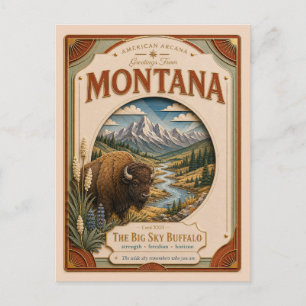 Carte Postale Montana Vintage Paper Cut American Arcana
