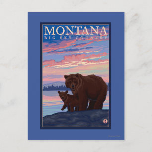 Carte Postale MontanaMomma Bear and Cub Vintage Travel