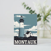 Carte Postale Montauk Lighthouse Retro Travel (Debout devant)