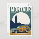 Carte Postale Montauk Woody Lighthouse Retro (Devant / Derrière)