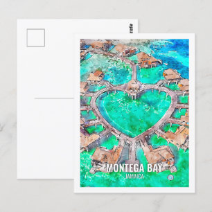 Carte Postale Montega Bay Jamaïque célèbre Travel Place Watercol