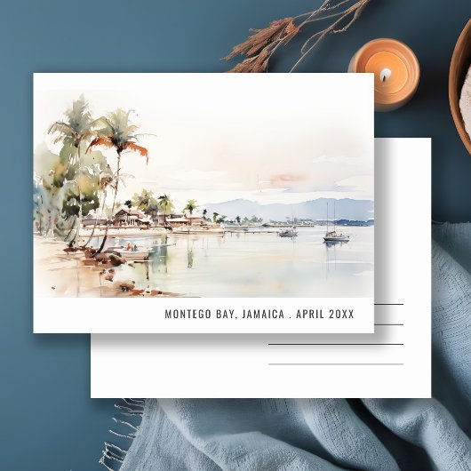 Carte Postale Montego Bay Jamaïque Paysage Aquarelle Voyage