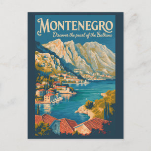 Carte Postale Monténégro Balkans Illustration Voyage Art Vintage