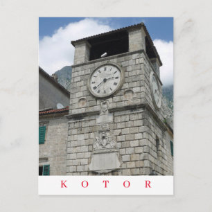 Carte postale Monténégro Kotor vue tour à horloge