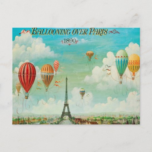 Carte Postale Monter en ballon au-dessus de Paris (Devant)