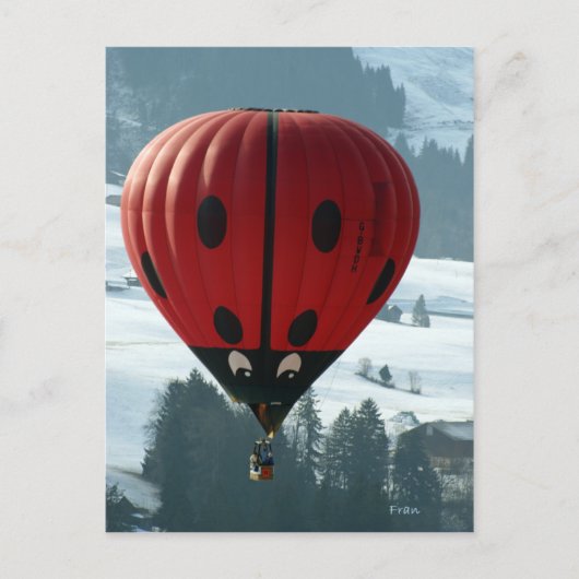 Carte Postale monter en ballon avec l'insecte de dame (Devant)