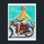 Carte Postale Monter la broche de moto<br><div class="desc">Vintage pinup.</div>